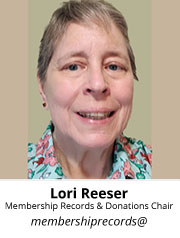 Board-Membership Records and Donations Chair. Handles processing of membership donations. Contact: membershiprecords@